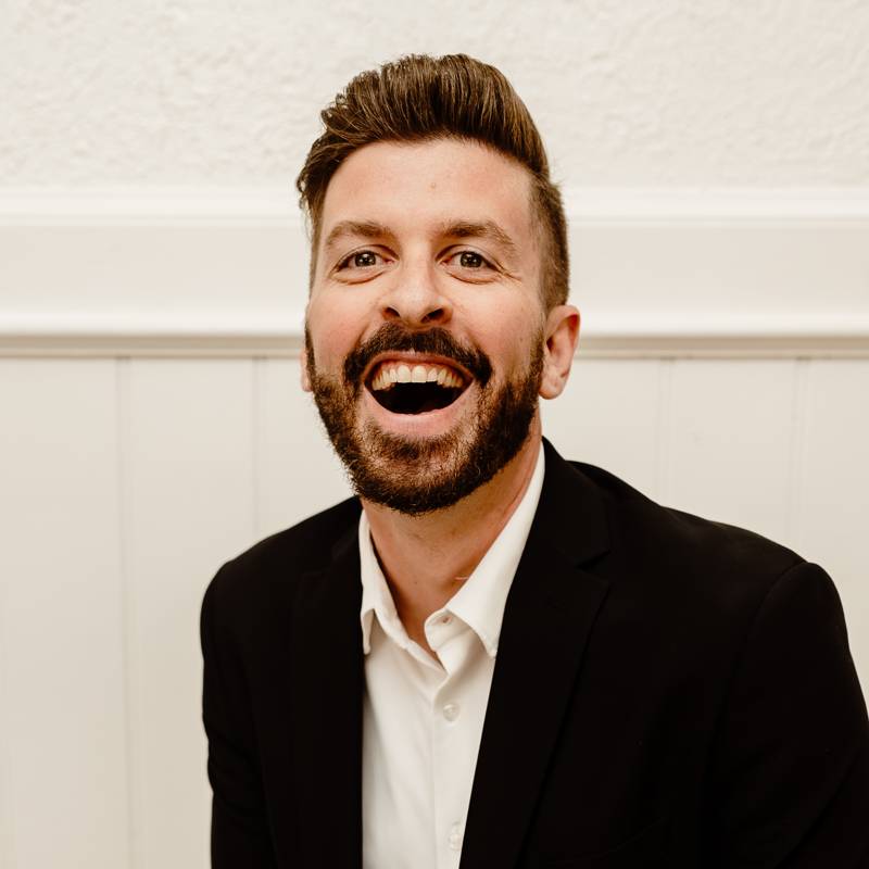 John Edney laughing, celebrant, DJ and MC